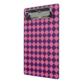 Roze Paarse Ruitjes Diamant Patroon Mini Klembord (Angled2)