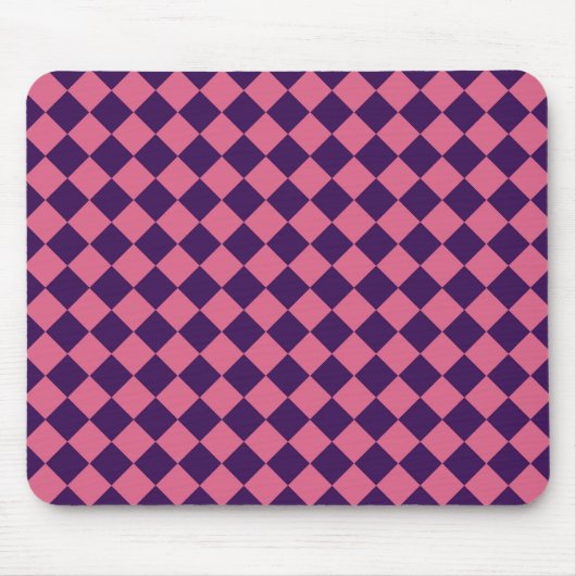 Roze Paarse Ruitjes Diamant Patroon Muismat (Voorkant)