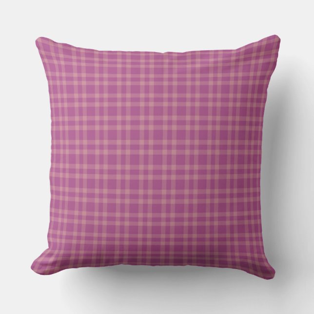 Roze Paarse Ruitpatroon Kussen (Voorkant)