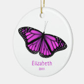 Roze paarse Rustvlinder gepersonaliseerd Keramisch Ornament (Links)