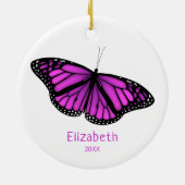 Roze paarse Rustvlinder gepersonaliseerd Keramisch Ornament (Achterkant)