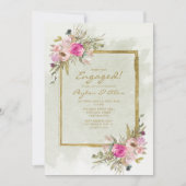 Roze Paarse Sage Green leest Gold Verloving Kaart (Voorkant)