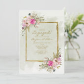 Roze Paarse Sage Green leest Gold Verloving Kaart (Staand voorkant)