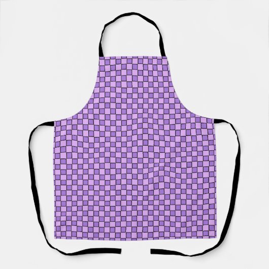 Roze Paarse Schachbrett Gingham Patroon Schort (Voorkant)