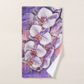 Roze paarse schattige orchidee bloem waterverf bad handdoek (Handdoek)