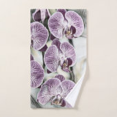 Roze paarse schattige orchidee bloemen tekening bad handdoek (Handdoek)
