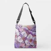 Roze paarse schattige orchidee bloemen tekening crossbody tas (Voorkant)