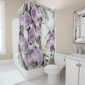 Roze paarse schattige orchidee bloemen tekening douchegordijn (In situ)