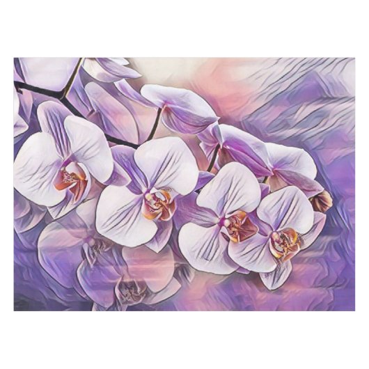 Roze paarse schattige orchidee bloemen tekening tafelkleed (Voorkant (Horizontaal))