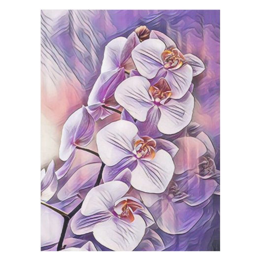 Roze paarse schattige orchidee bloemen tekening tafelkleed (Voorkant)