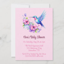 Roze Paarse Schattigee kolibrie meisje Baby shower