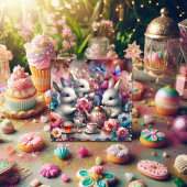 Roze Paarse Schattigee konijntje paastheefeest Feestdagenkaart