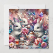 Roze Paarse Schattigee konijntje paastheefeest Feestdagenkaart (Voorkant)