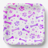Roze Paarse schilderafdrukken Verjaardagavond Wate Papieren Bordje (Voorkant)