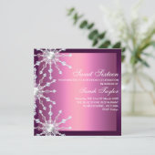 Roze & Paarse Shimmer Snowflake Verjaardag Uitnodi Kaart (Staand voorkant)