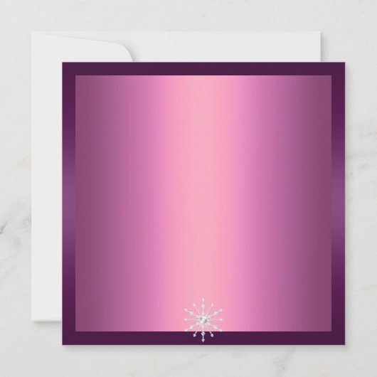 Roze & Paarse Shimmer Snowflake Verjaardag Uitnodi Kaart (Achterkant)