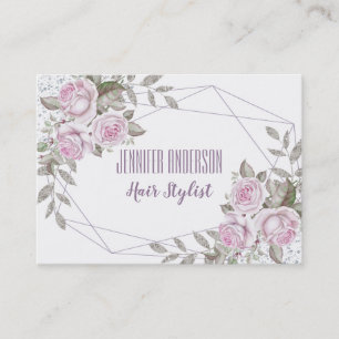 Roze Paarse Silver Floral Beauty-benoeming Afsprakenkaartje