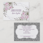 Roze Paarse Silver Floral Beauty-benoeming Afsprakenkaartje (Voorkant / Achterkant)