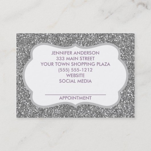 Roze Paarse Silver Floral Beauty-benoeming Afsprakenkaartje (Achterkant)