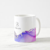 Roze Paarse Silver Monogram Coffee Mok (Voorkant rechts)