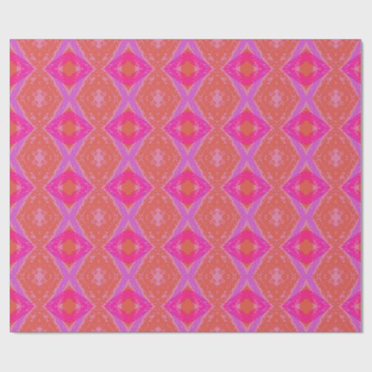 Roze Paarse Sinaasappel Crayon Diamonds Geometrisc Cadeaupapier (Vlak)