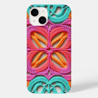 Roze Paarse Sinaasappel Kleurrijke Granny Square H Case-Mate iPhone 14 Hoesje