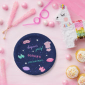 Roze Paarse Sleepover Verjaardagsfeeststerren Papieren Bordje (Feest)