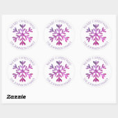 Roze Paarse sneeuwvlok Elegant Modern Christmas Ronde Sticker (Vel)