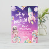 Roze Paarse Snoep Galaxy Girl's Any Age Birthday Kaart (Staand voorkant)