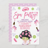 Roze Paarse Spa Party Verjaardagsfeestuitnodiging Kaart (Voorkant / Achterkant)