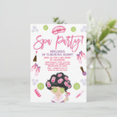 Roze Paarse Spa Party Verjaardagsfeestuitnodiging Kaart (Staand voorkant)
