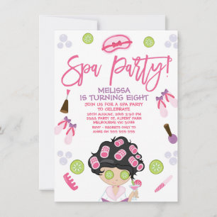 Roze Paarse Spa Party Verjaardagsfeestuitnodiging Kaart
