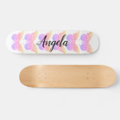 Roze Paarse Sparkle Butterflies Gepersonaliseerd S Persoonlijk Skateboard (Horizontaal)