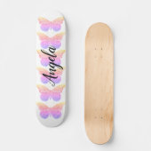 Roze Paarse Sparkle Butterflies Gepersonaliseerd S Persoonlijk Skateboard (Voorkant)