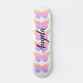 Roze Paarse Sparkle Butterflies Gepersonaliseerd S Persoonlijk Skateboard