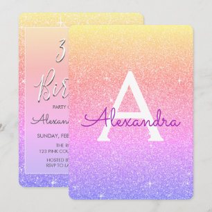 Roze Paarse Sparkle Glitter 30e Verjaardagsfeestje Kaart