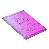 Roze Paarse Sparkle Glitter Baby shower Guestbook Notitieboek (Rechterzijde)