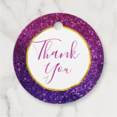 Roze & Paarse Sparkle Glitter Edelstenen Dank u Bedankjes Labels (Voorkant)