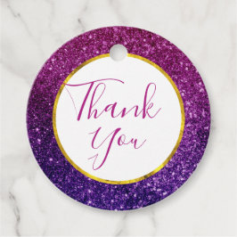 Roze & Paarse Sparkle Glitter Edelstenen Dank u Bedankjes Labels