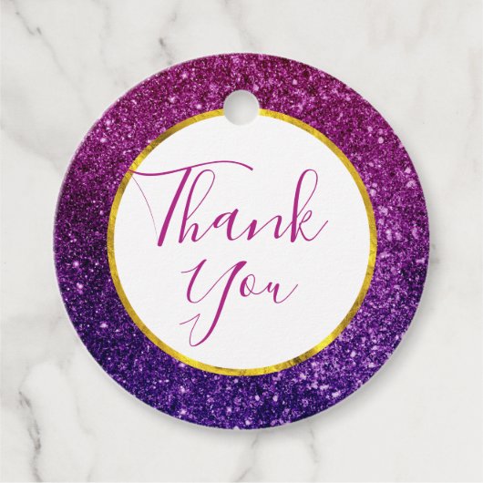 Roze & Paarse Sparkle Glitter Edelstenen Dank u Bedankjes Labels (Voorkant)