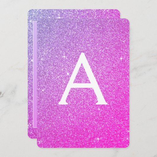 Roze Paarse Sparkle Glitter Girly Verjaardagsfeest Kaart (Voorkant / Achterkant)