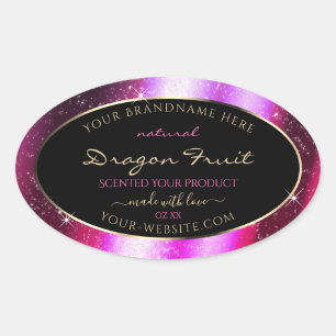 Roze Paarse Sparkle Glitter Lijst Productlabel Ovale Sticker