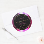 Roze Paarse Sparkle Glitter Lijst Productlabel Ronde Sticker (Envelop)
