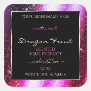 Roze Paarse Sparkle Glitter Lijst Productlabel Vierkante Sticker