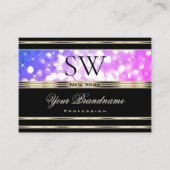 Roze Paarse sparkle Glitter Monogram Black Gold Visitekaartje (Voorkant)