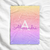 Roze Paarse Sparkle Glitter Monogram Naam Fleece Deken