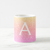 Roze Paarse Sparkle Glitter Monogram Naam Initiaal Koffiemok (Center)