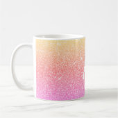 Roze Paarse Sparkle Glitter Monogram Naam Initiaal Koffiemok (Links)