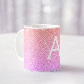 Roze Paarse Sparkle Glitter Monogram Naam Initiaal Koffiemok