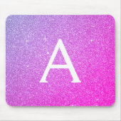 Roze Paarse Sparkle Glitter Monogram Name Mousepad Muismat (Voorkant)